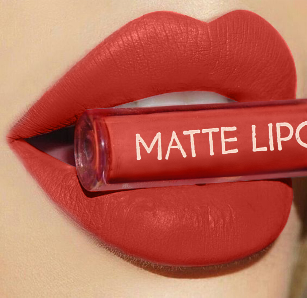 6-piece red matte lipstick set, liquid lipstick, waterproof, non-stick cup, lip gloss, velvet lip gloss, cross-border undefined