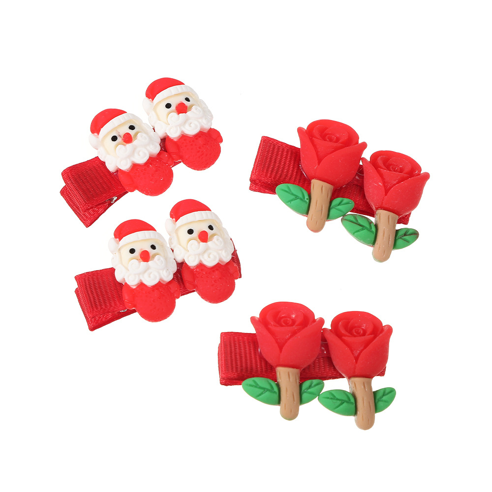 Cute Santa Claus Flower Plastic Hair Clip display picture 1