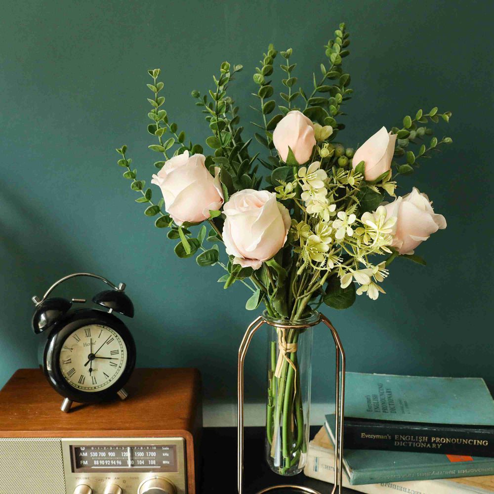 仿真花婚慶保加利亞玫瑰束INS風廠家家居裝飾跨境批發假花YC1053