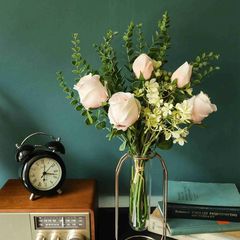 仿真花婚慶保加利亞玫瑰束INS風廠家家居裝飾跨境批發假花YC1053