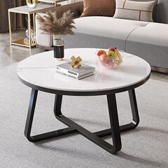 スレートコーヒーテーブルライト高級モダンシンプルラウンド小さなアパートコーヒーテーブルリビングルームホーム二層インターネット有名人北欧大理石