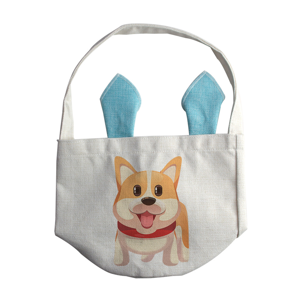 Orejas de conejo de Pascua bolsa de asas de transferencia de calor de impresión bolsa para figura DIY380 G algodón de lino en blanco al por mayor