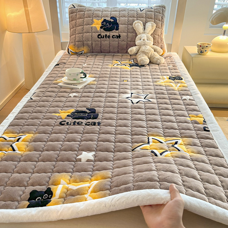 新しい厚みのあるミルクベルベットマットレス冬の学生寮シングルマットレスホームシングルとダブルキルティングマットレス|undefined