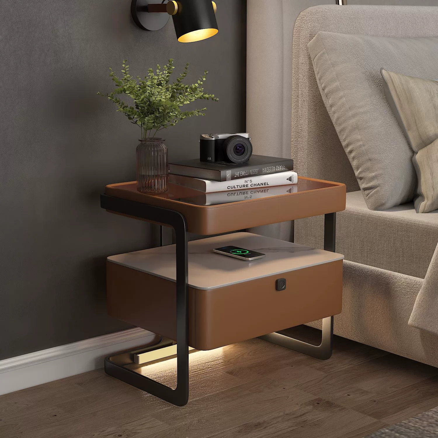 Атмосферная прикроватная тумбочка, роскошная домашняя новая креативная спальня из цельного дерева, простая современная прикроватная тумбочка