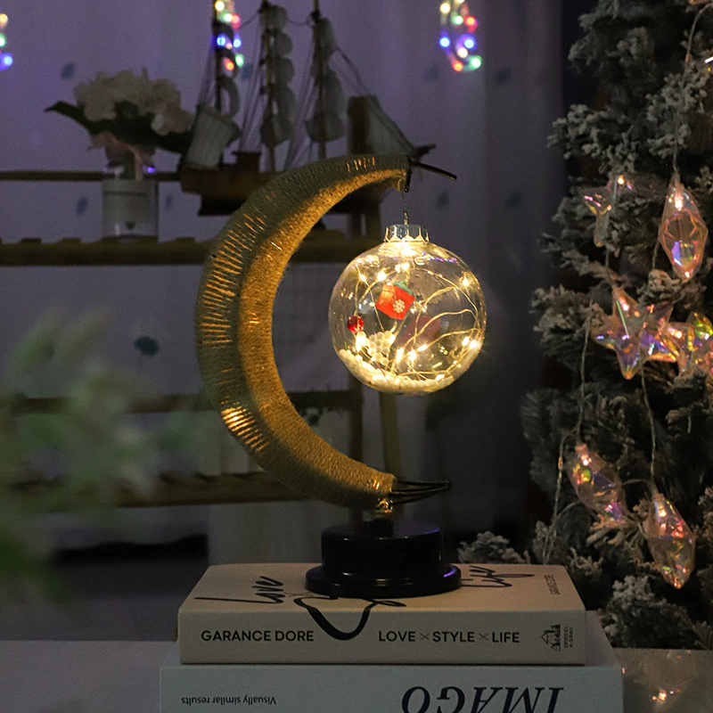 Новогодняя LED луна, креативные украшения, атмосферная настольная лампа для спальни