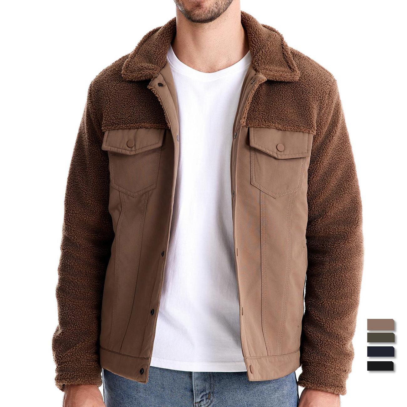 Neue, hochwertige Herren-Lammwolljacke im lässigen Stilmix für Herbst und Winter._voghion.com