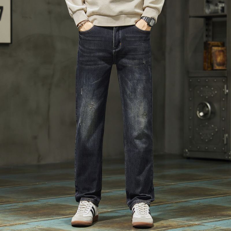 Xintang Men's Clothing | 2025 Autumn and Winter New Retro Washed Slim Straight-Leg Jeans Stretch Men's Business Trousers