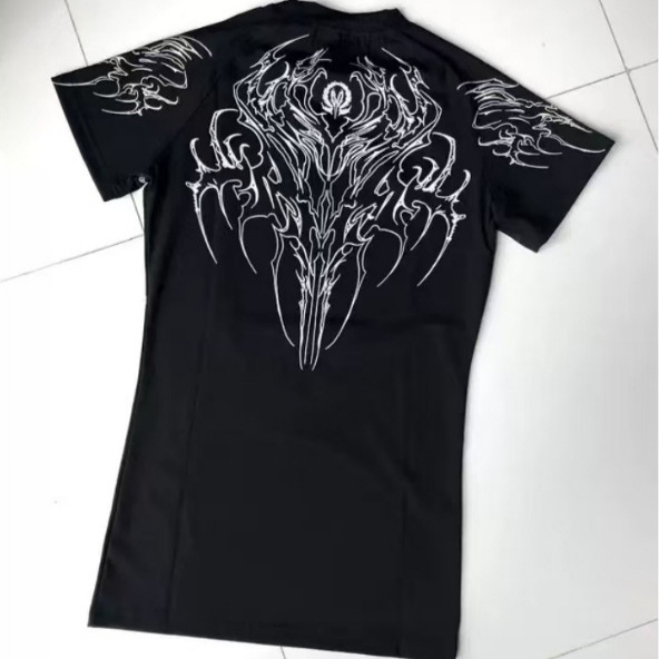半袖 2025 新しい悪魔スパイダープリント Tシャツトップ多用途カジュアルトレンディなラウンドネック半袖|undefined