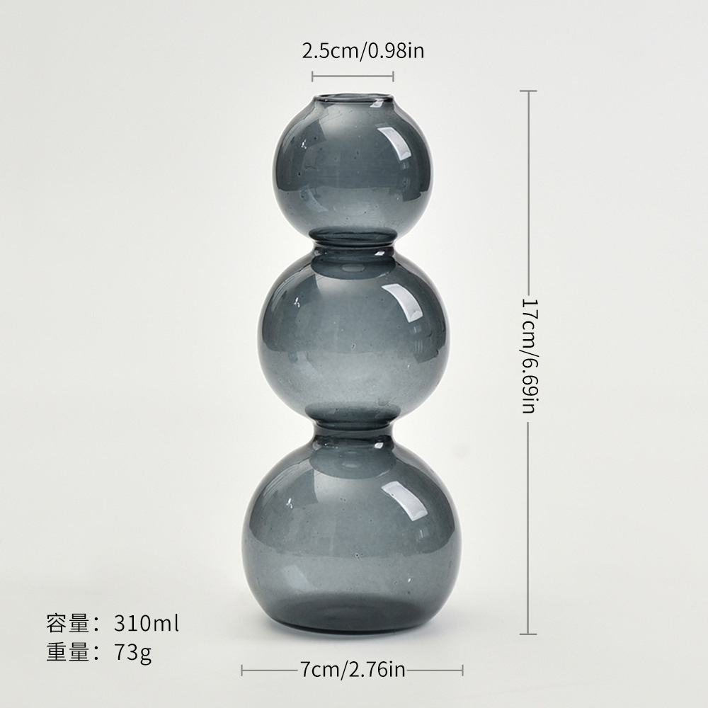 Creativo simple burbuja hidropónico vasos de vidrio esférico vasos de flores elegante gris decoración de la mesa
