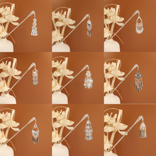 新中式苗银几何镂空流苏发簪少数民族风汉服宫廷国风步摇发钗发簪