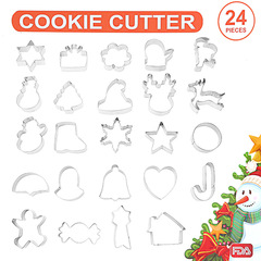 Christmas 24-Piece Set Cookie Mold Stainless Steel Cookie Mold Grinding Tool Baking Tool Snowflake Christmas Tree Candy