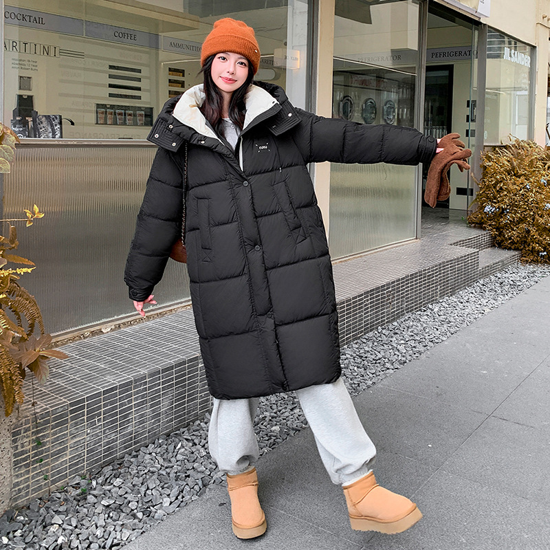Jacket de algodón de pluma para mujeres invierno 2025 nuevo estilo coreano suelto pareja universitaria con capuchón grueso chaqueta de algodón
