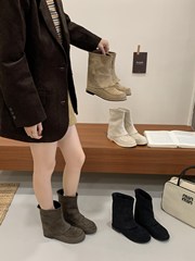 2025年秋季新款复古小个子圆头韩版瘦瘦裤管短筒靴女
