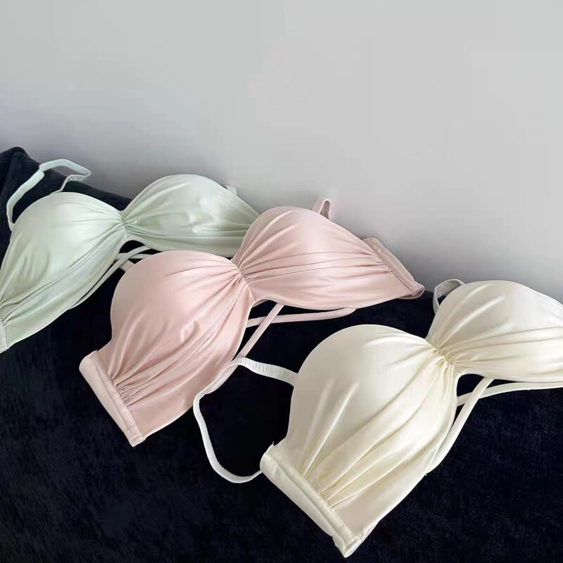 Satin Pure Sexy Japanese Strapless Small Chest Push-up Special Non-rimmed Bra Underwear suit Women's Underwear