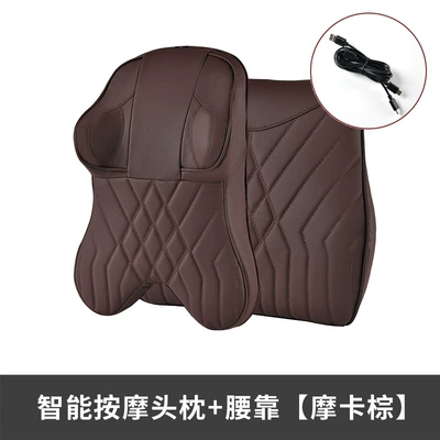 Neck Pillow Lumbar Pillow Car, Headrest - intelligent-massage-headrest-lumbar-mocha-brown