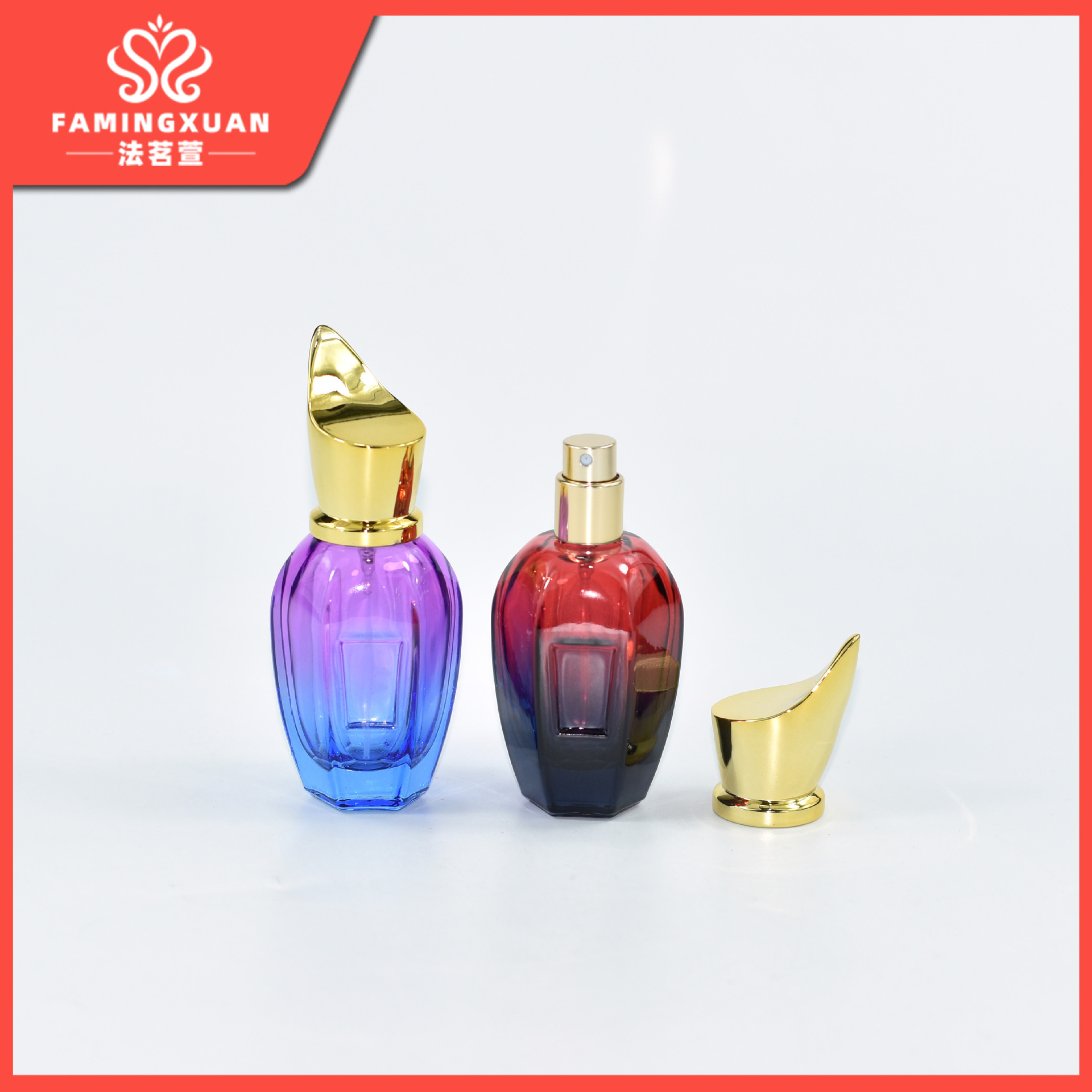 Botella de perfume Famingxuan, botella vacía recargable, botella de perfume a granel, botella de perfume vacía de vidrio coloreado con atomizador de 28 ml