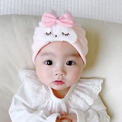 兒童帽子男女寶寶護囟門可愛萌兔子套頭帽新生嬰兒印尼帽純棉胎帽