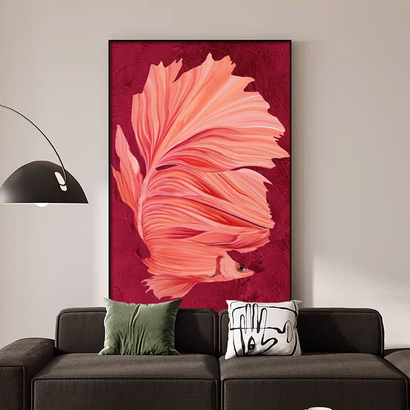 现代简约年年有余红色金鱼装饰画玄关客厅背景墙餐厅玄关锦鲤挂画