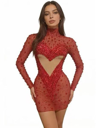 Overseas Hot-Selling Bling-Bling Rhinestone Sequin Cocktail Short Dress, Bodycon Stage Performance Outfit for Singers Overseas Hot-Selling Bling-Bling Rhinestone Sequin Cocktail Short Dress, Bodycon Stage Performance Outfit for Singers