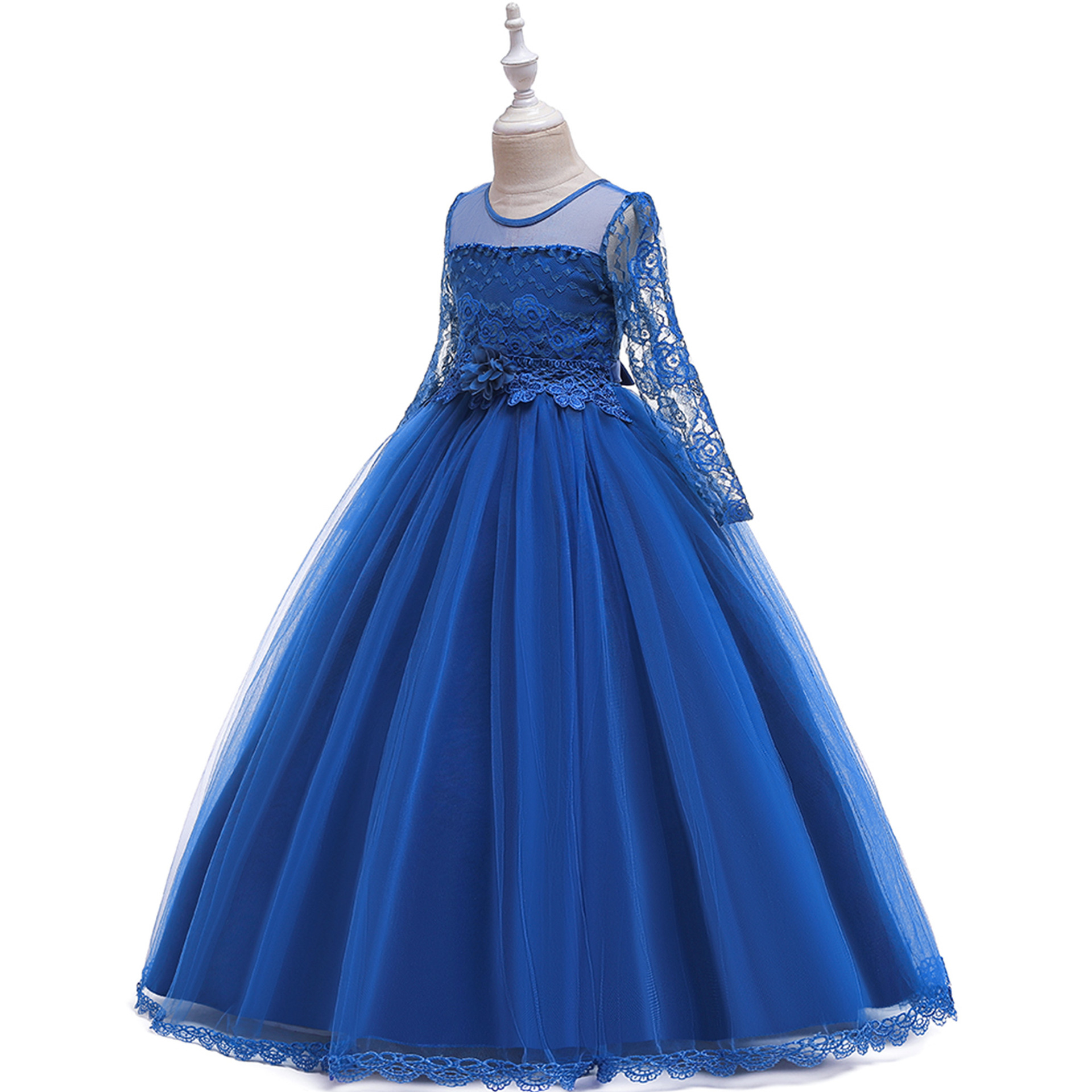 Europa y América Amazon suministro vestido de flores de encaje niña princesa ping vestido de boda infantil vestido de noche