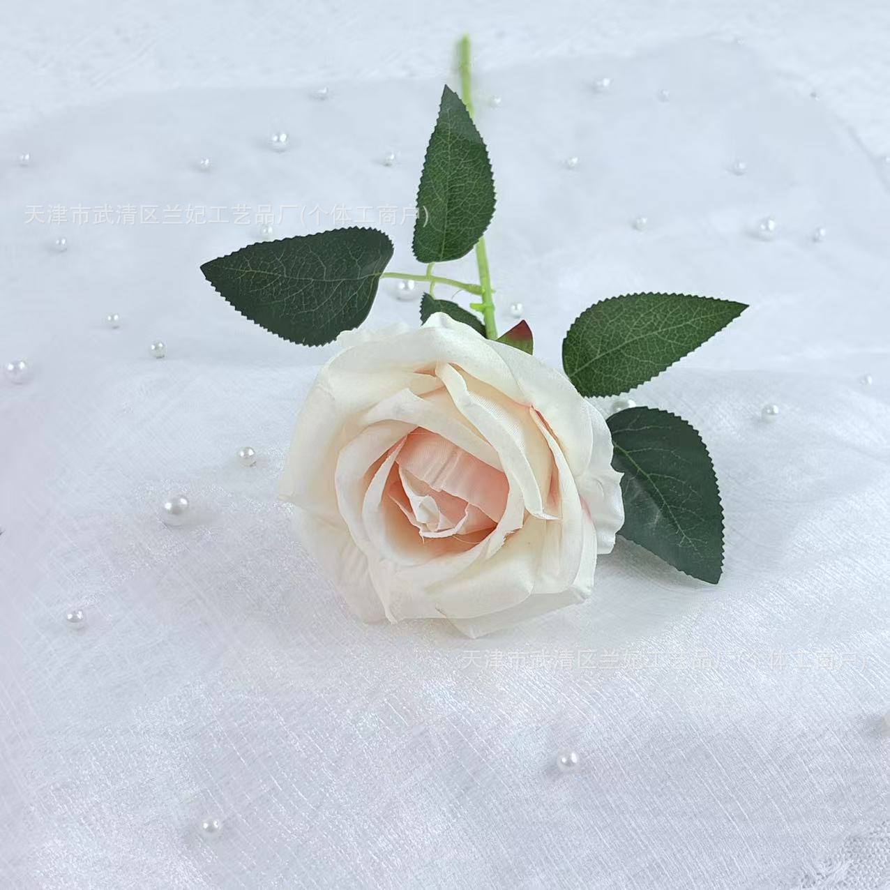 Simulación de tela de terciopelo pequeña crema rosa flor artificial única flor de boda hogar decoración del auditorio ramo de flores accesorios de fotografía