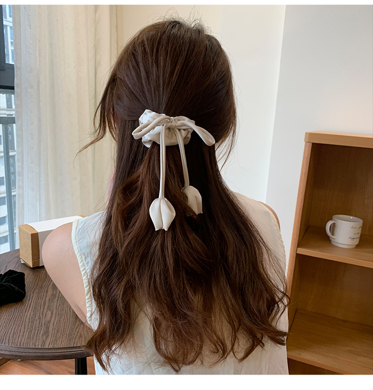 21g Weight Hair Tie Hair Accessories Type 1 Piece Quantity Daily, Street Occasion Solid Color, Flower, Bow Knot Pattern Women's Gender Sweet, Simple Style Style Women's Sweet Simple Style Solid Color Flower Bow Knot Cloth Hair Tie 2