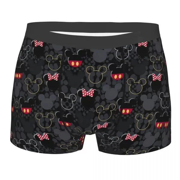 Mickey Mouse Mickey Cartoon Boxer Briefs Men's 3D Printed Boxer Shorts Cross-Border Hot Selling Plaid Breathable Underwear