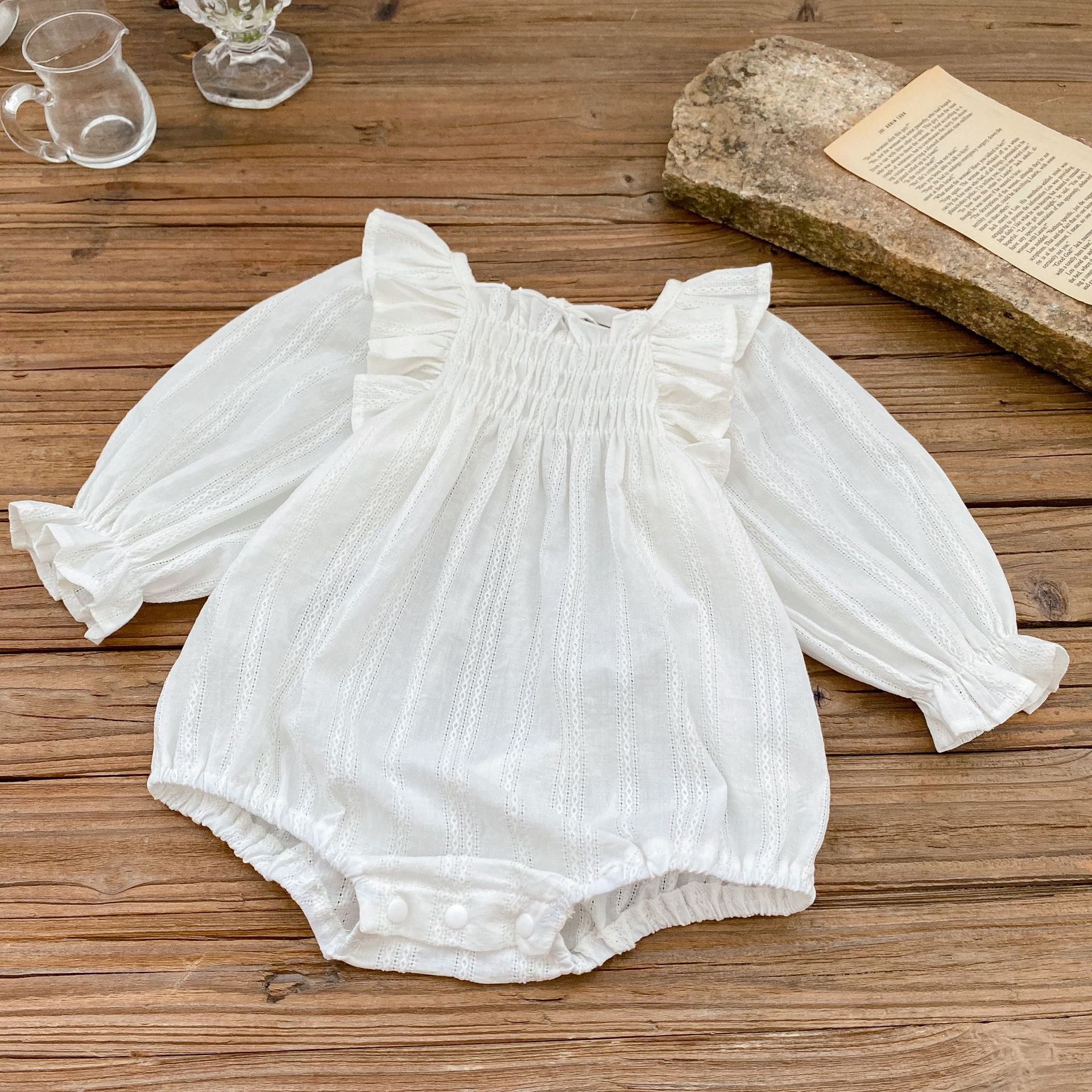 2024 Autumn Girl Baby Flying Strap Ha Yi Folded Long Sleeve Loose Triangle jumpsuit Crawler_voghion.com