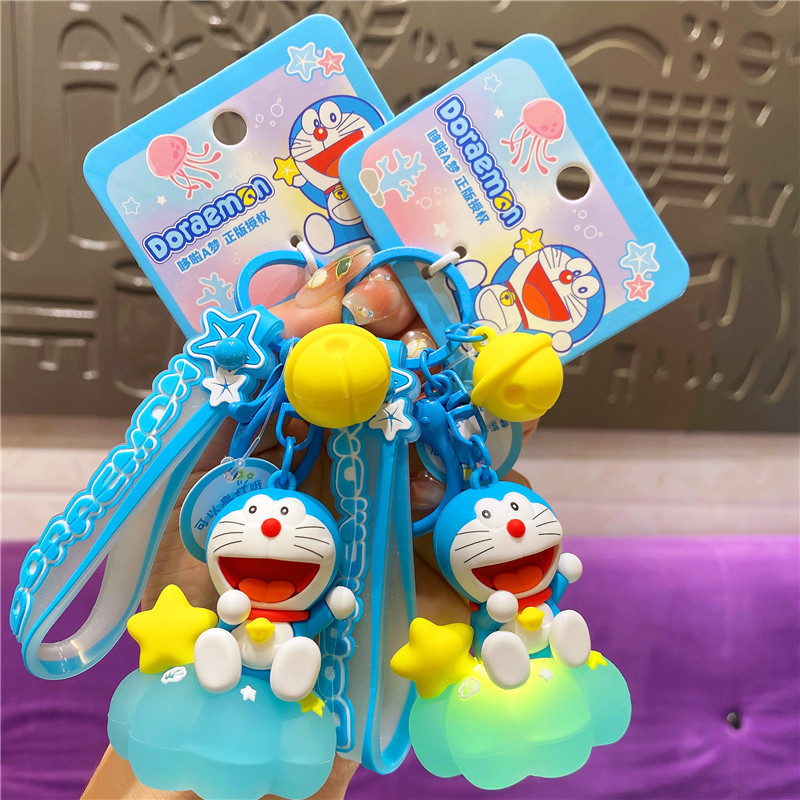 Genuine Doraemon Cartoon Animation Tinker Bell Star Night Light Keychain Pendant Doll Couple Bag Hanging Ornaments