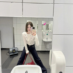 刺绣小狗短款白色毛衣针织开衫女早秋季新款修身高腰小上衣打底衫