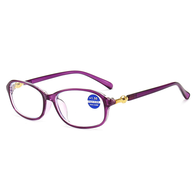 Senior Presbyopic Glasses Women's HD Resin Full Frame Reading Glasses Lightweight Clear Anti-Blue Light Presbyopic Glasses Women's Trendy