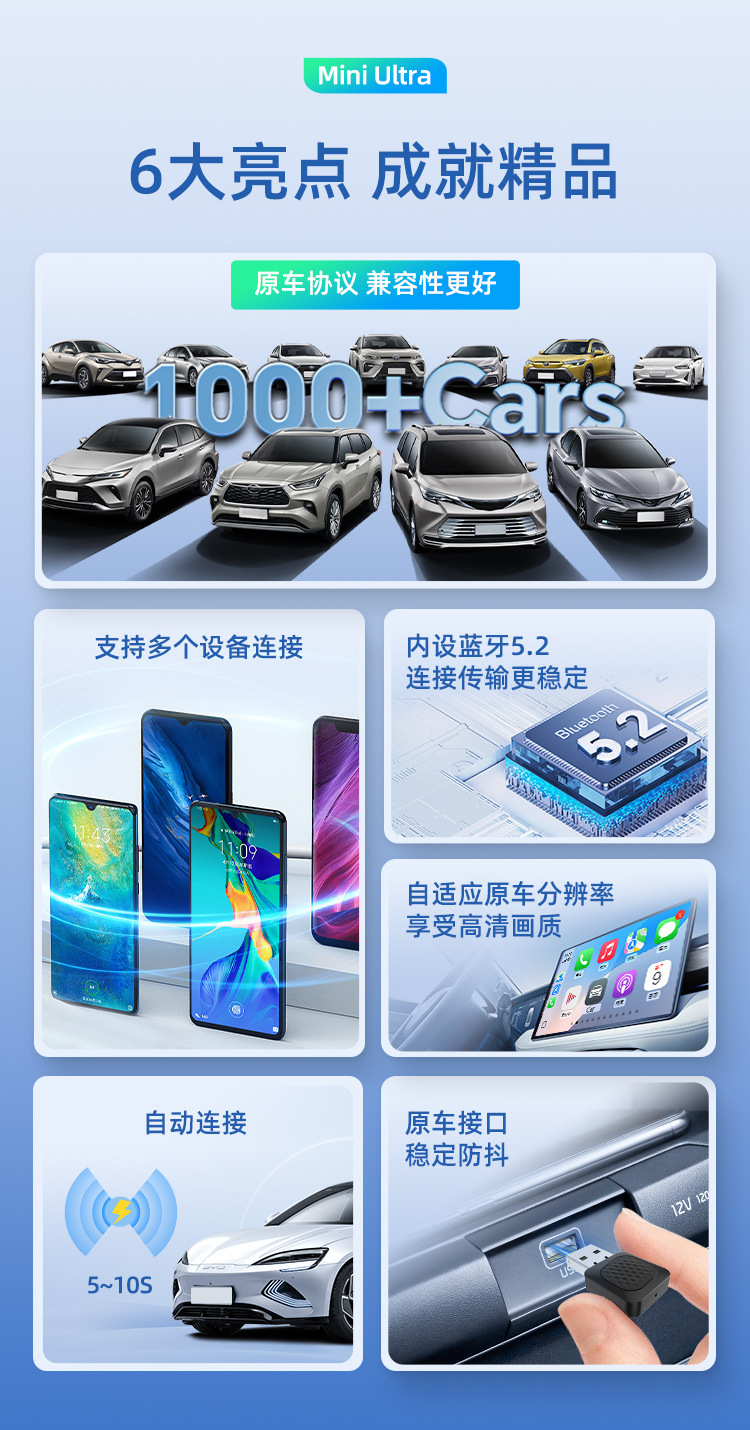 Cross-Border Bluetooth Wired Carplay to Wireless Two-In-One Android Auto Android Box Car Conversion Box