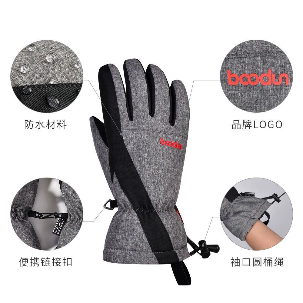 Трансграничные зимние лыжные перчатки, теплые и утепленные, перчатки с пятью пальцами, ветрозащитные, теплые, дышащие, удобные, перчатки с цветовыми блоками