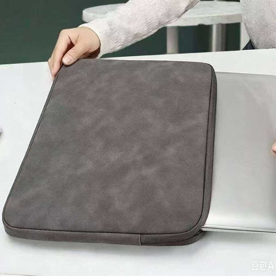 Sheepskin Leather Notebook Sleeve Bag 14inch Anti-Fall Waterproof Computer Bag Unisex Simple Portable Storage Bag