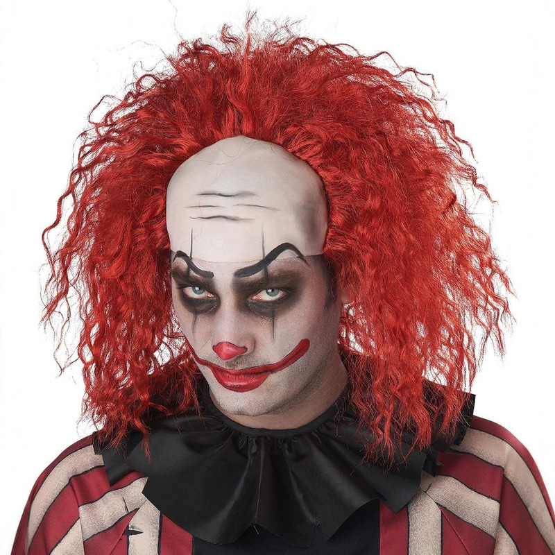 Cross-border Explosions Sheol Clown Mediterranean Bald Wig Red Curly Hair cos Wig Europe and America