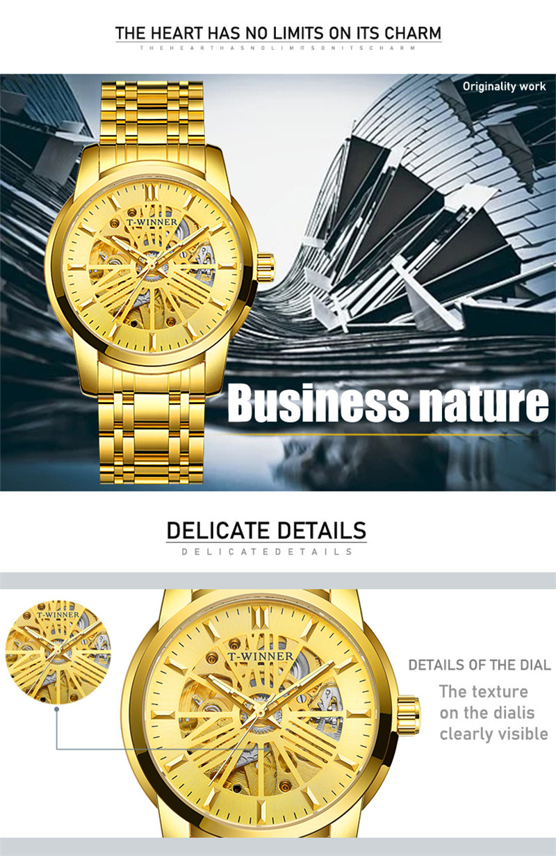 Mechanical Men's Watch With Round Dial And Luminous Hands_voghion.com