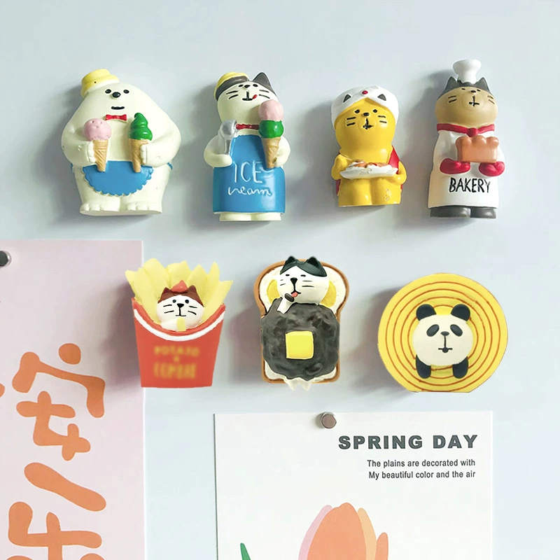 Бакалея магниты на холодильник путешествия памятный талисман кошка перед картофелем фри гамбургер закка маленькие украшения