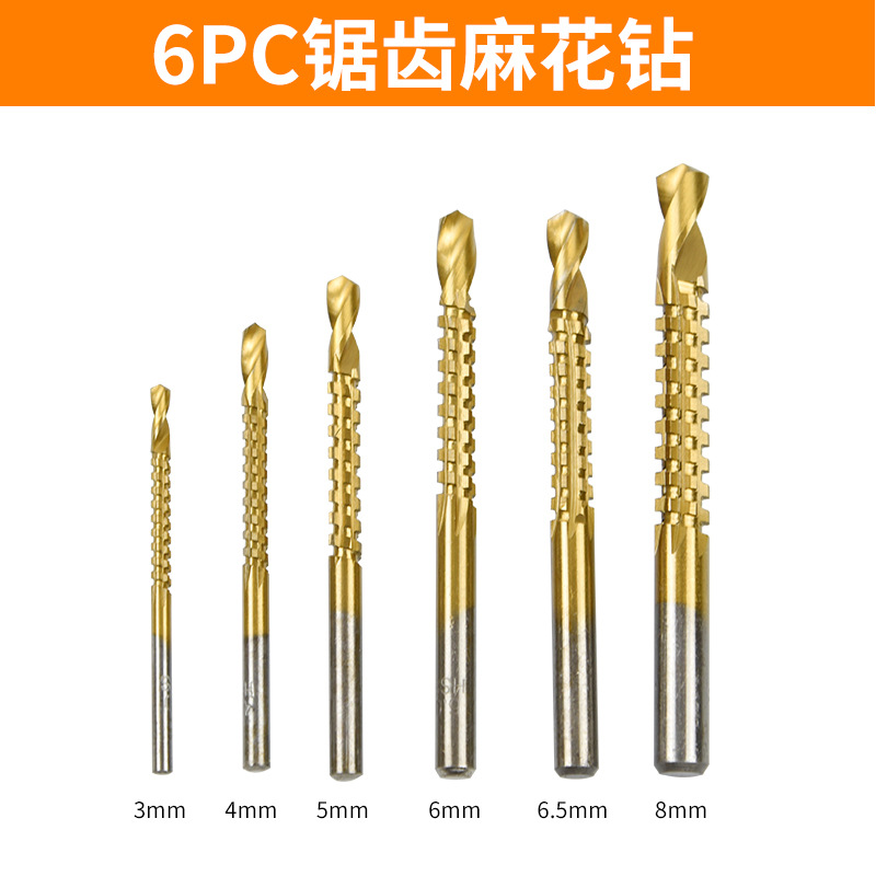 Taladro dentado taladro torcedura hogar carpintería perforación aserrado ranura 6mm taladro de mano 8mm cabeza giratoria multifuncional