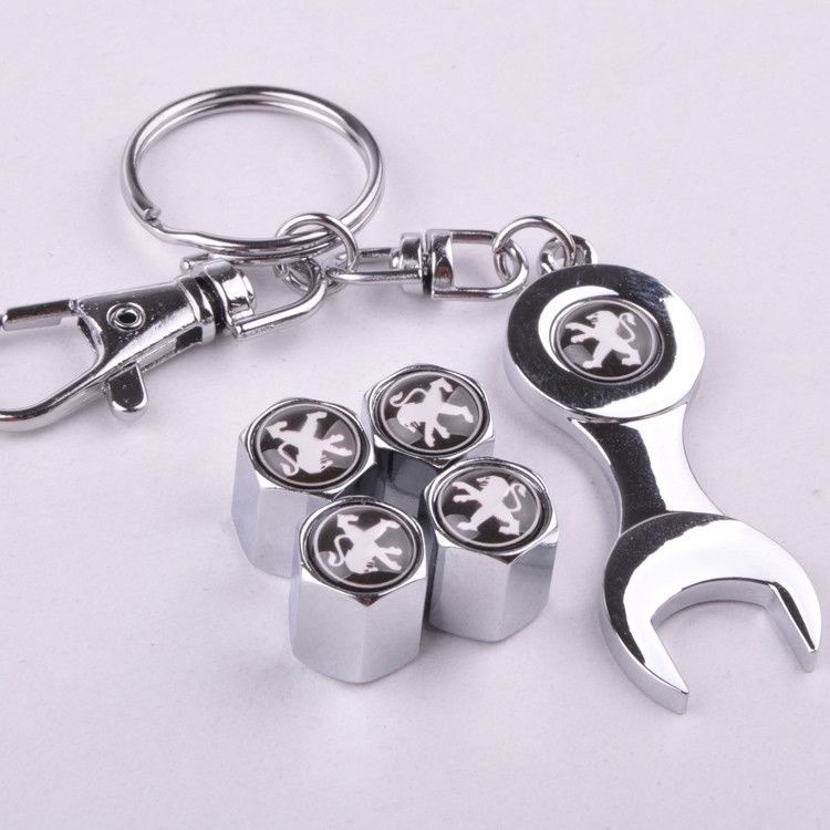 Tapa de Válvula de Neumático de Aluminio Universal con Llavero para Automóvil image 3