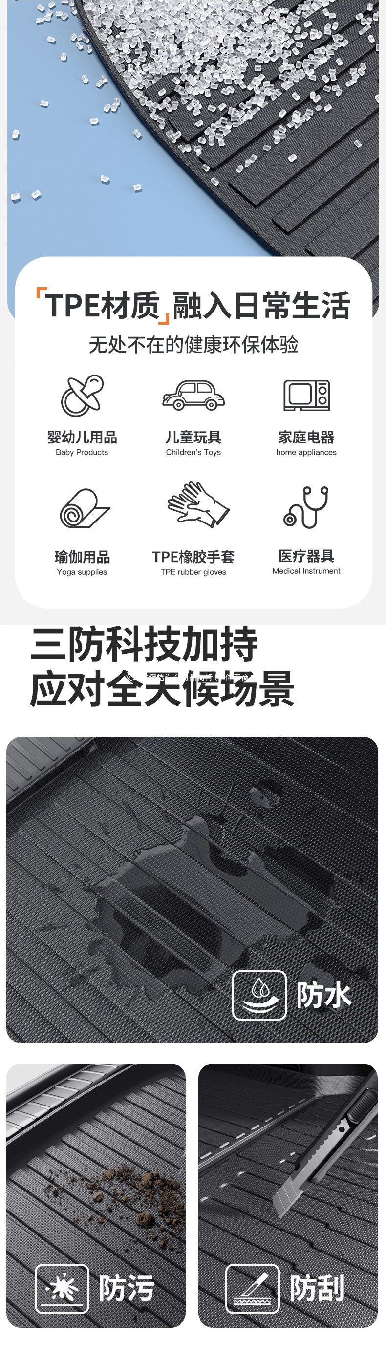 Suitable for MG4 trunk mat TPE lower layer, 26 types of car accessories and parts
