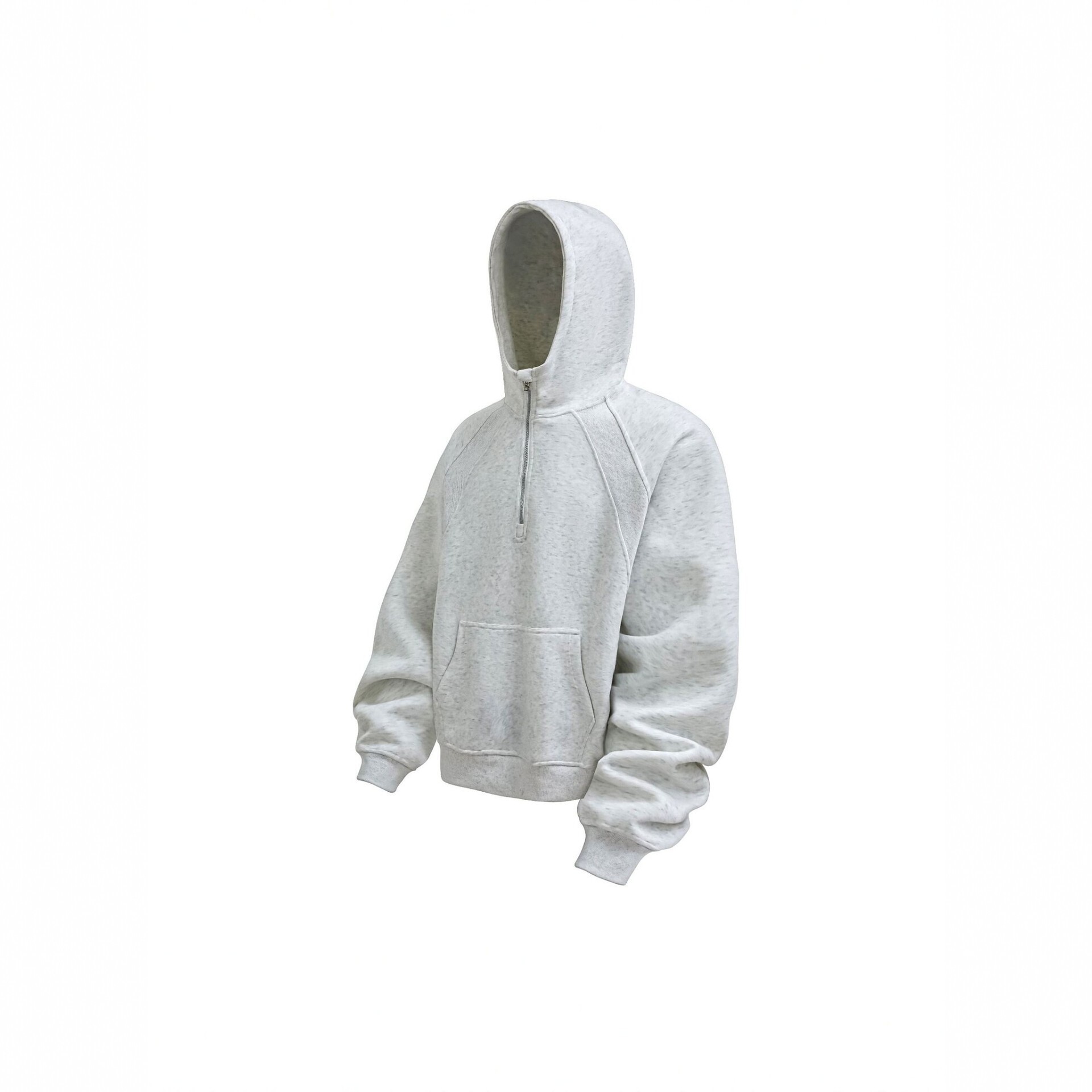 Men's hooded half-zip sports sweatshirt, spring and autumn loose casual fleece jacket, unisex, gray, black, white