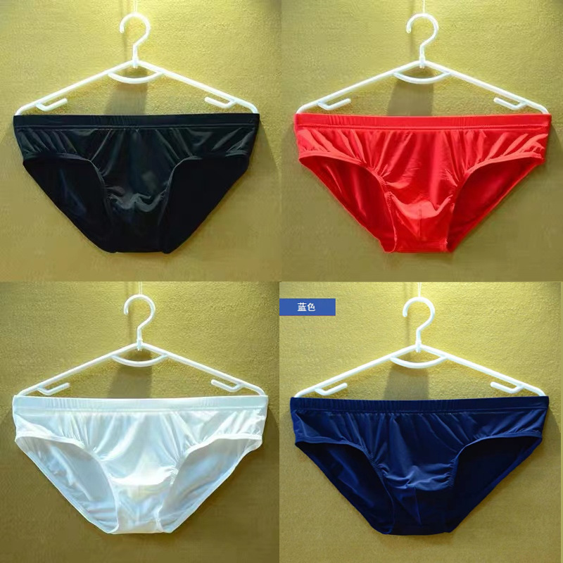 Men's Underwear Ice Silk Briefs Breathable Thin Foreign Trade Low-Rise Trendy Youth Shorts Wholesale Low-Rise Design