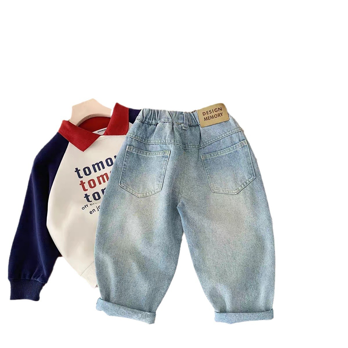 Primavera nueva tendencia de pantalones infantiles, pantalones vaqueros de color ligero coreanos, pantalones casuales de etiqueta simple para niños image 5