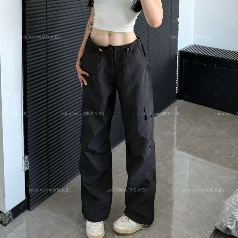 拿铁女孩薄款透气速干裤夏季休闲裤休闲高腰工装裤户外宽松运动|undefined