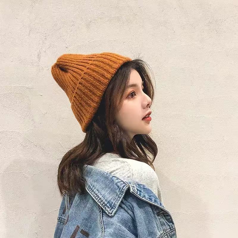 Warm cute solid color woolen brand demi-season knitted hat for…