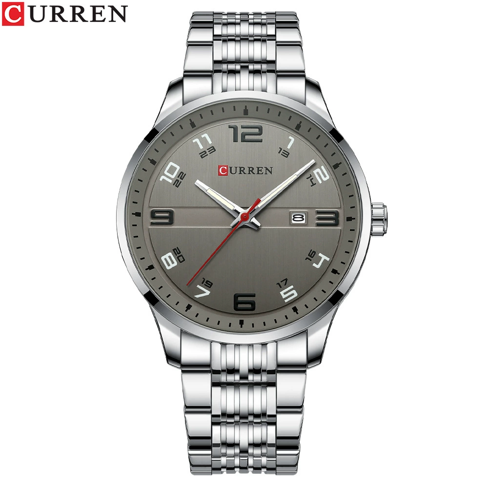 Curren/Karray 8411 простые цифровые кварцевые часы с водонепроницаемым круглым циферблатом, мужские часы с стальным браслетом