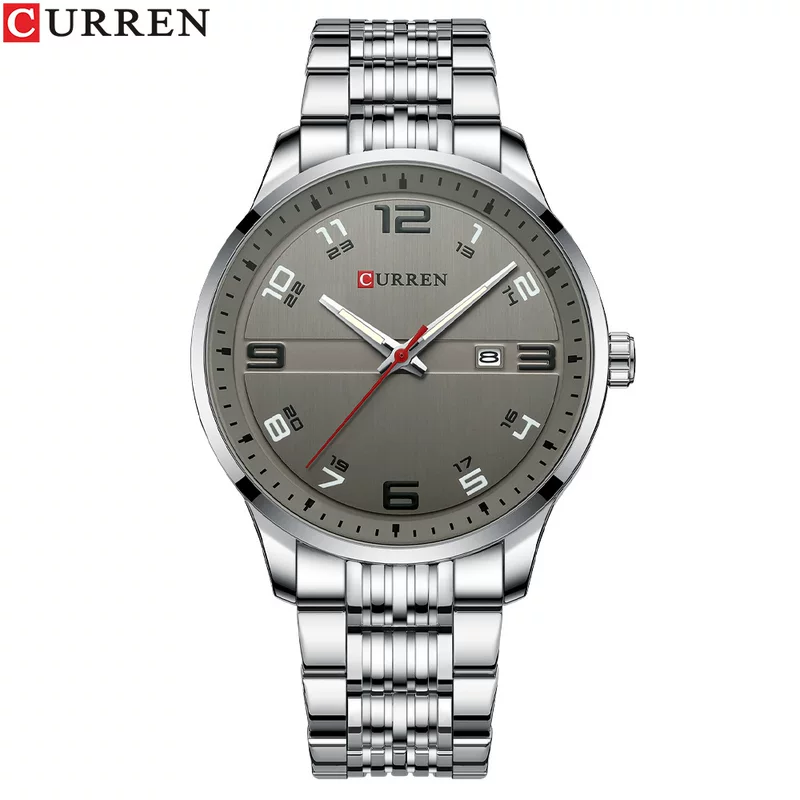 Curren/Karray 8411 простые цифровые кварцевые часы с водонепроницаемым круглым циферблатом, мужские часы с стальным браслетом