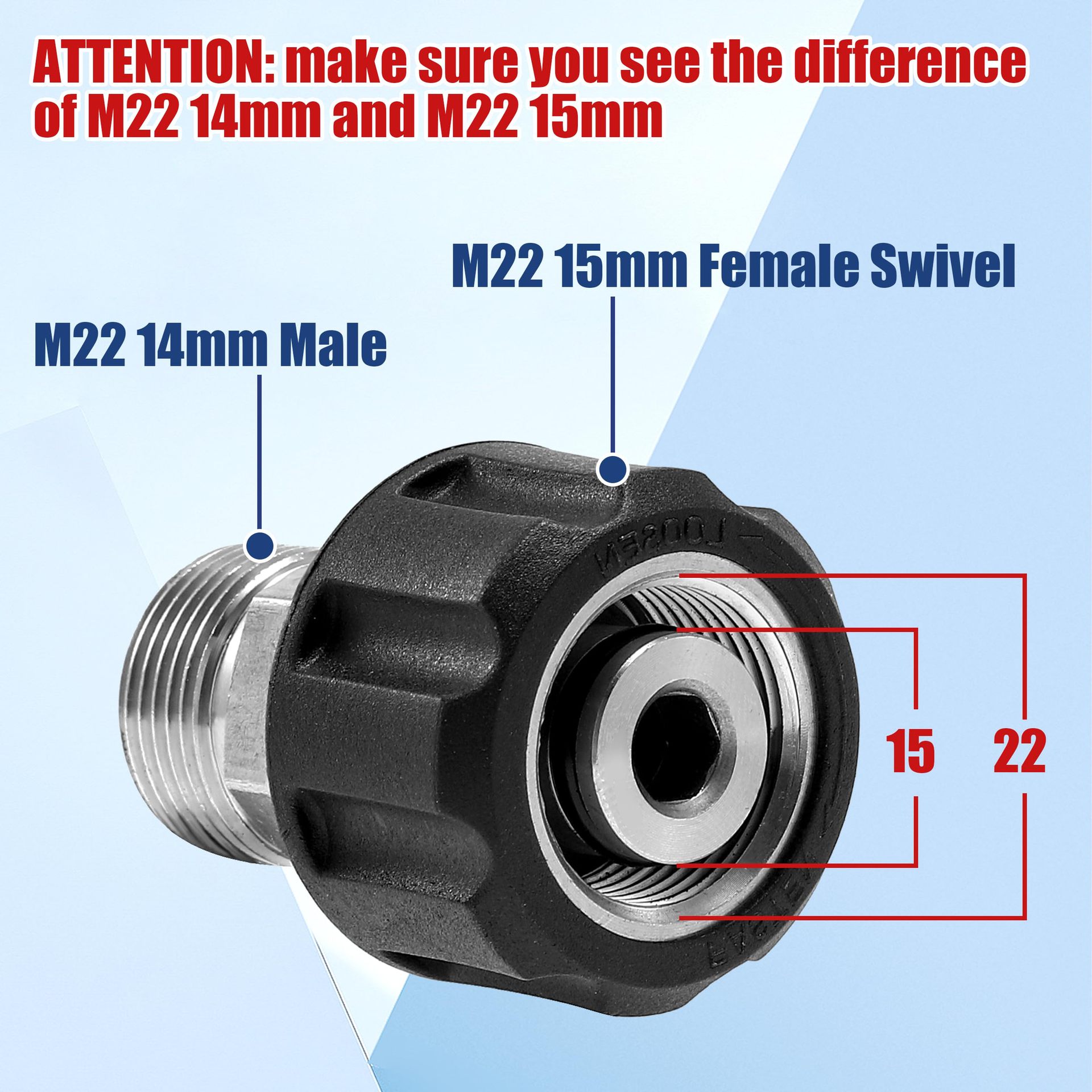 M22 15mm Female-Stainless Stee