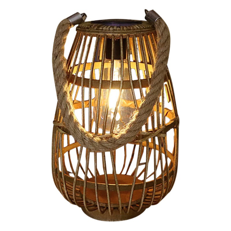 Jardín solar al aire libre lámpara portátil lámpara colgante decoración jardín atmósfera piso césped terraza ratán lámpara tejida