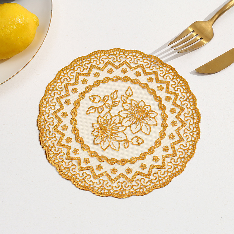 Transfronterizo 16CM redondo PVC rosa almohadilla de mesa estampado anti-escaldado almohadilla de taza antideslizante almohadilla aislante de calor fábrica al por mayor